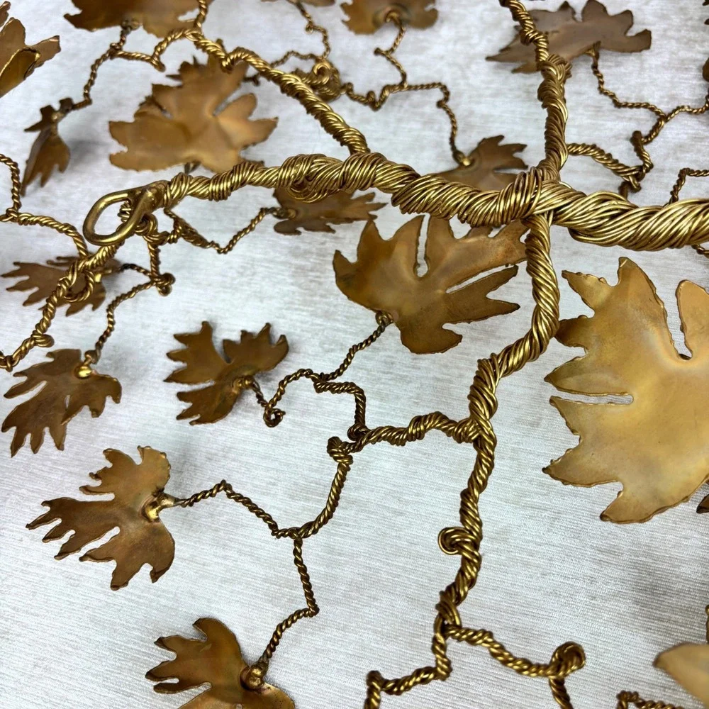 MCM Curtis Jere Style Brass Metal Brutalist Sculpture Tree Branch Leaves